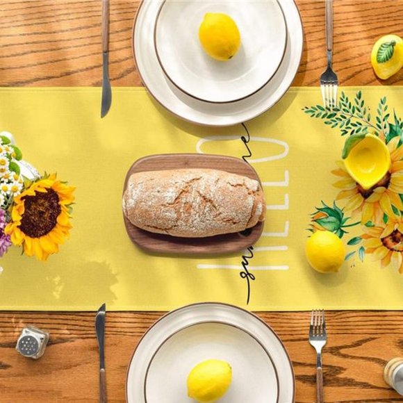 Farmhouse Table Runner Sunflower Decor Spring Summer Cottage Decorative Cloth - Picture 7 of 8